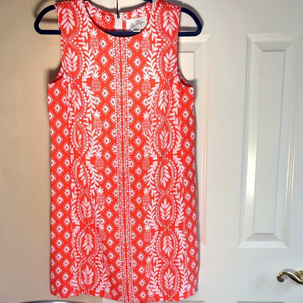 Lilly Pulitzer Sleeveless Coral/ Orange and White Patterned Dress - Never Worn